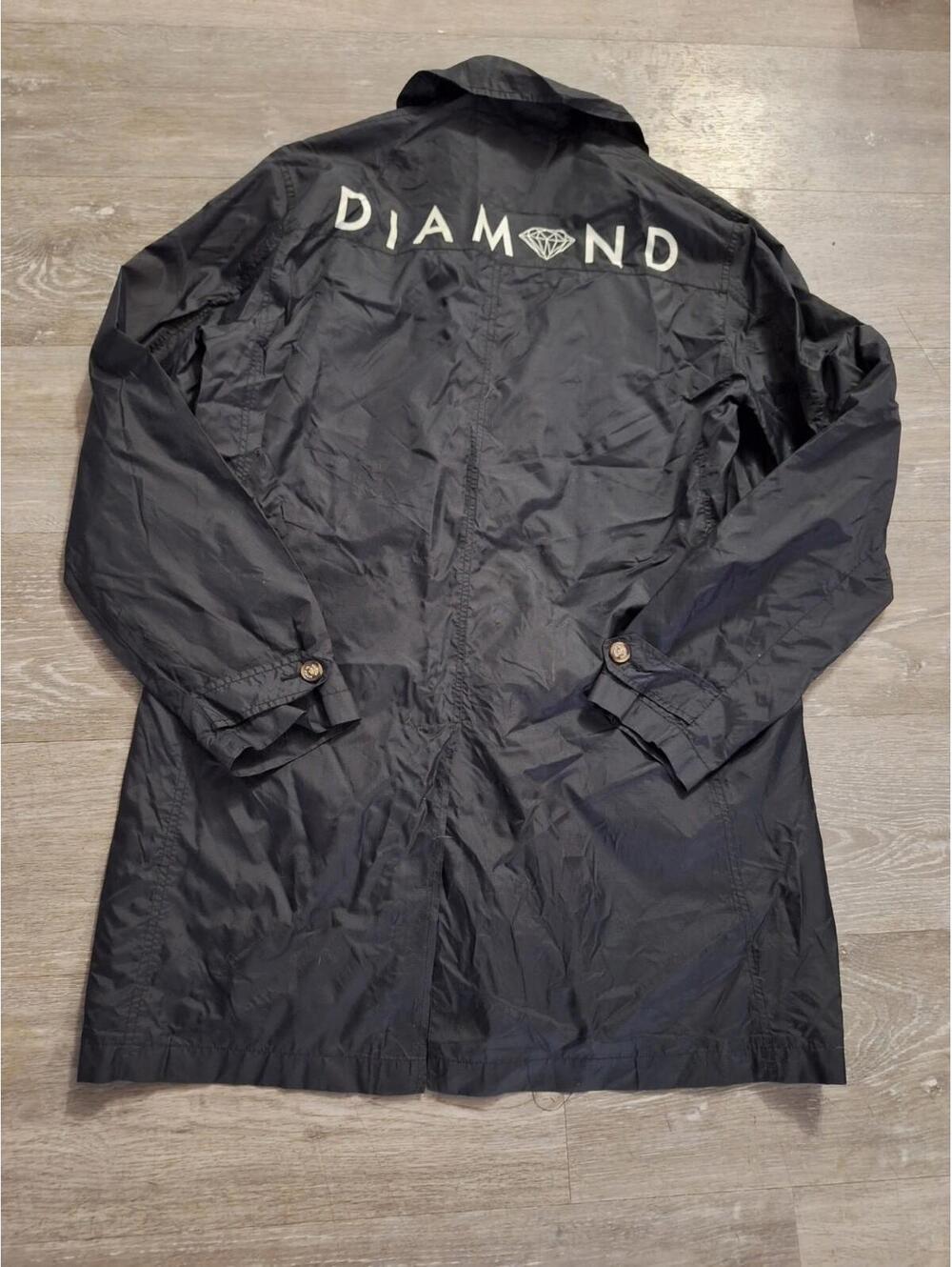 Diamond Supply Co Jacket Men's Size M Windbreaker Black Button Up Trench